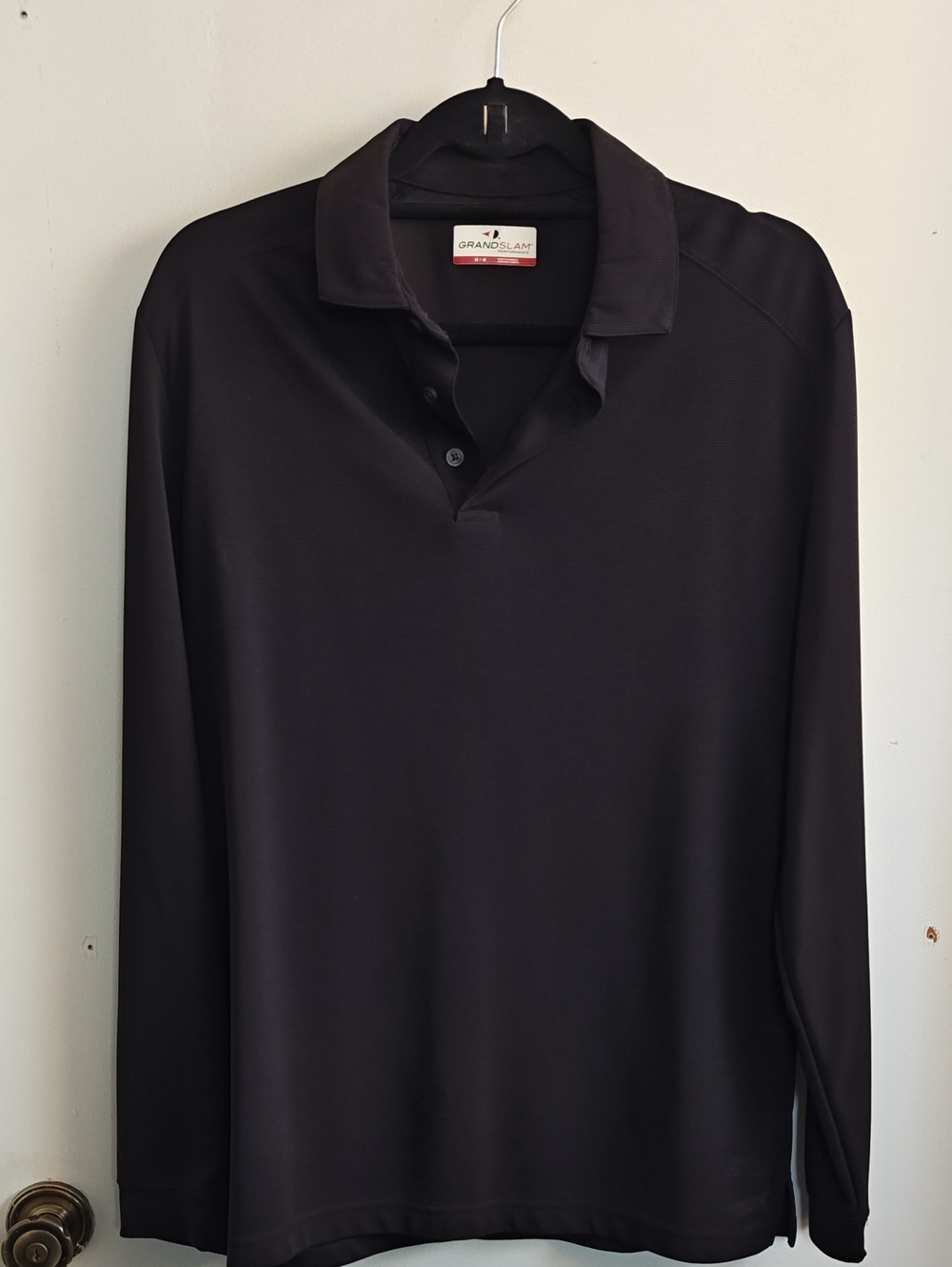 Grand Slam Men's Long Sleeve Polo - Black